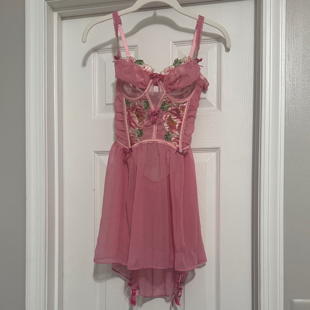 For Love And Lemons Pink Floral Chemise